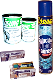 adhesivos-PVC-Losung-plus,Solucion-lubricante-aerosol-Losung,adhesivos-sellaroscas-Losung