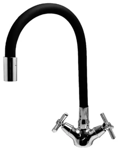 CanillaDobleComandoFlexibleNegraDisenoCocinaMesada