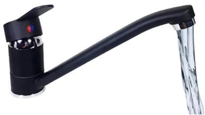 GriferiaMonocomandoMesadaCocinaNegroMatePicoLargo