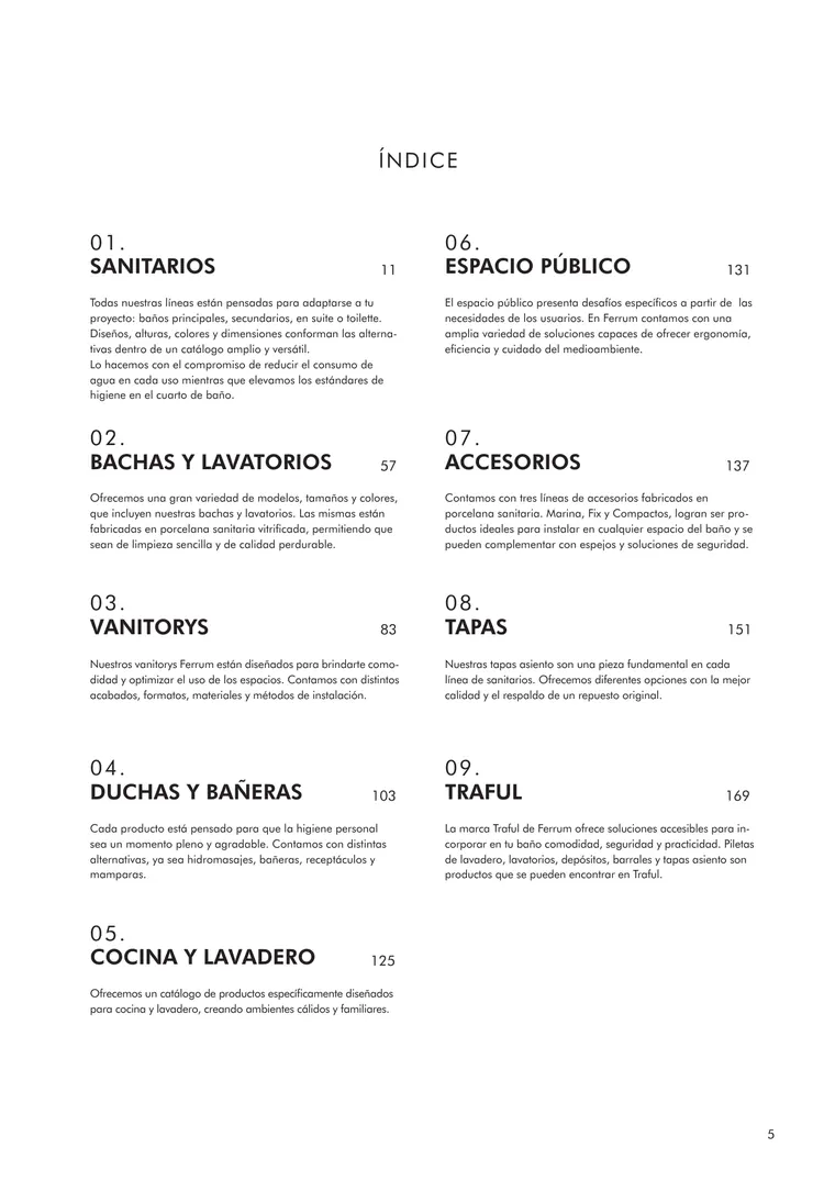 Catálogo general Ferrum 2025 · Sanitarios, bachas, vanitorys, bañeras, accesorios y tapas — página 5