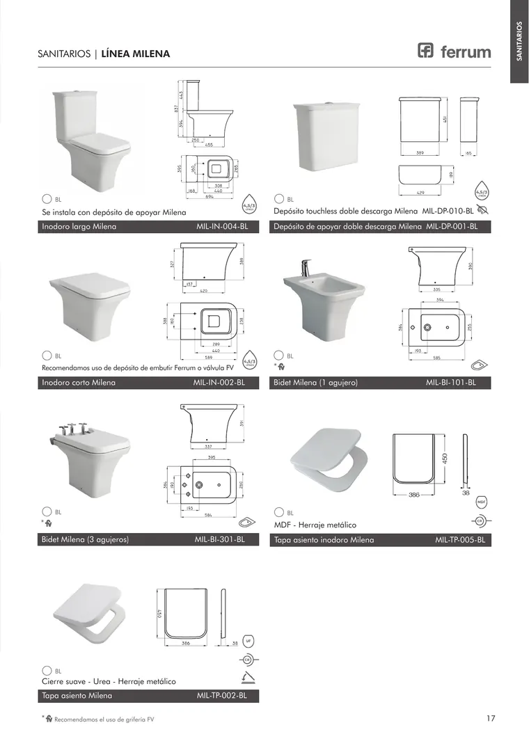 Catálogo general Ferrum 2025 · Sanitarios, bachas, vanitorys, bañeras, accesorios y tapas — página 17