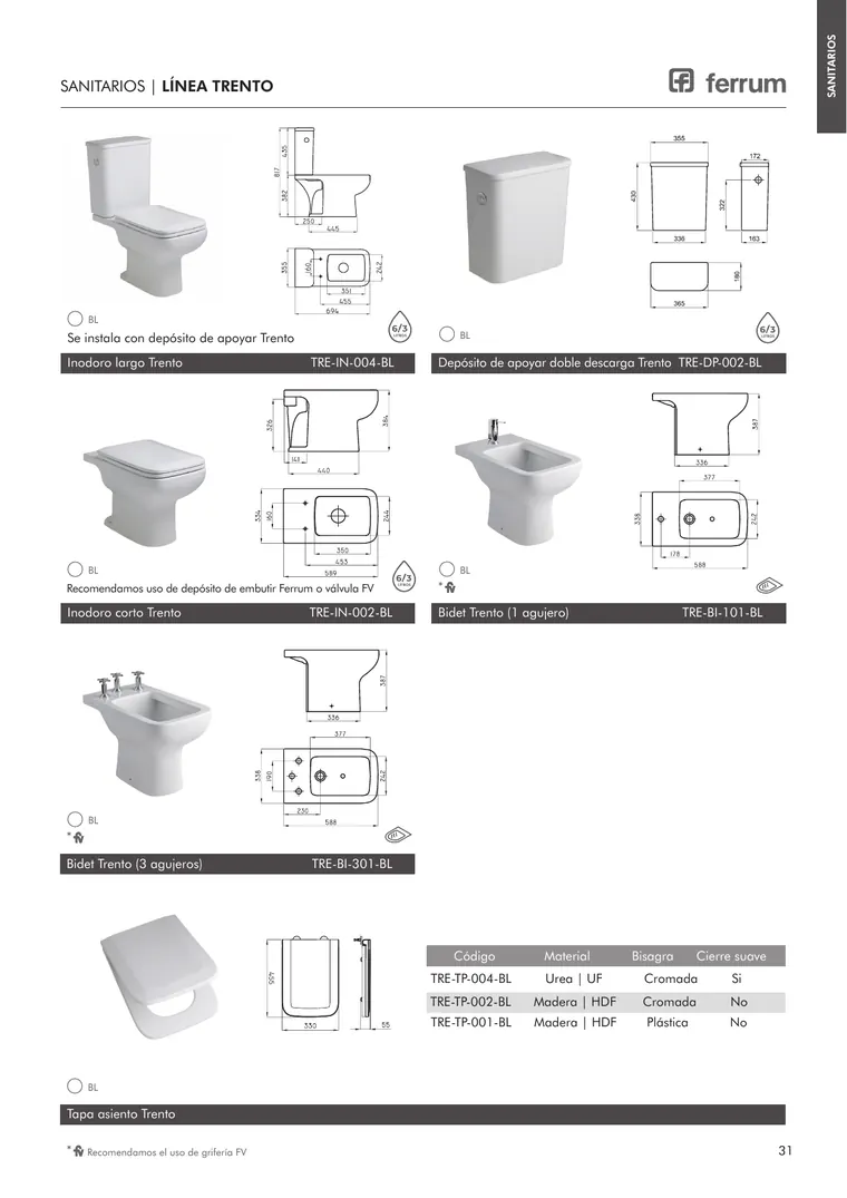 Catálogo general Ferrum 2025 · Sanitarios, bachas, vanitorys, bañeras, accesorios y tapas — página 31