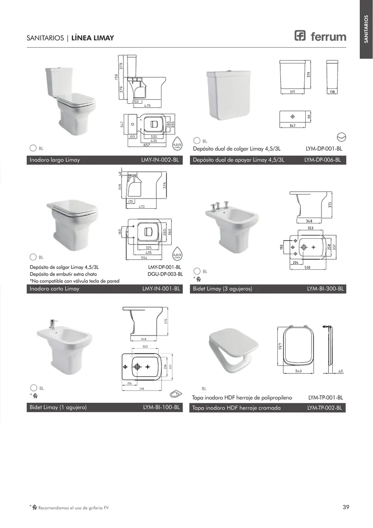 Catálogo general Ferrum 2025 · Sanitarios, bachas, vanitorys, bañeras, accesorios y tapas — página 39