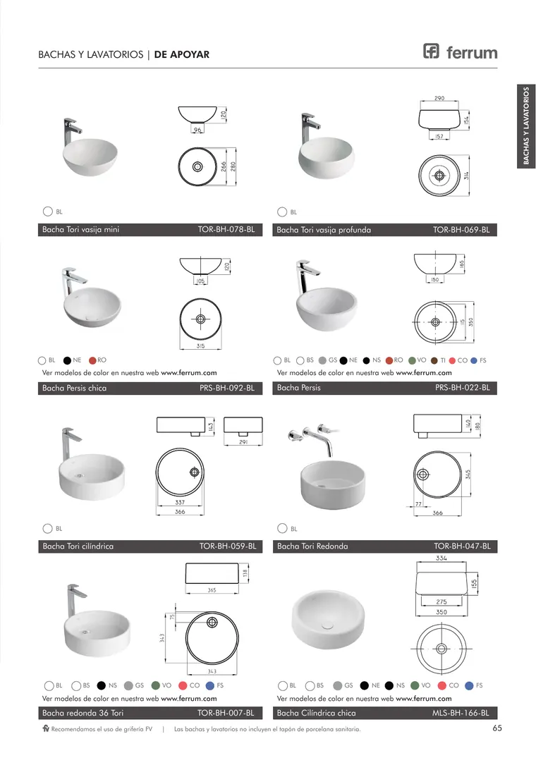 Catálogo general Ferrum 2025 · Sanitarios, bachas, vanitorys, bañeras, accesorios y tapas — página 65