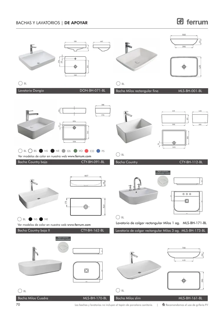 Catálogo general Ferrum 2025 · Sanitarios, bachas, vanitorys, bañeras, accesorios y tapas — página 70
