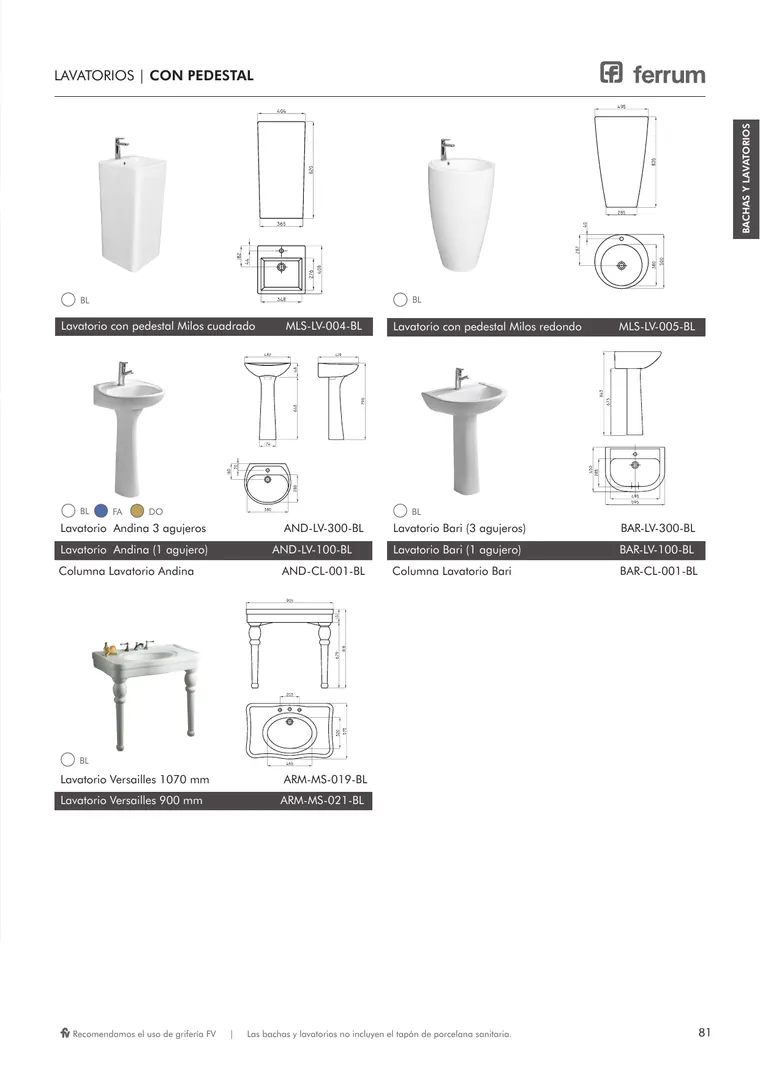 Catálogo general Ferrum 2025 · Sanitarios, bachas, vanitorys, bañeras, accesorios y tapas — página 81