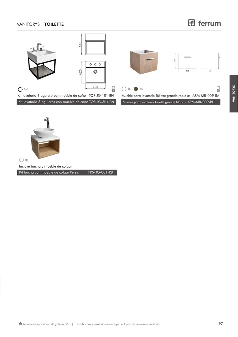 Catálogo general Ferrum 2025 · Sanitarios, bachas, vanitorys, bañeras, accesorios y tapas — página 97