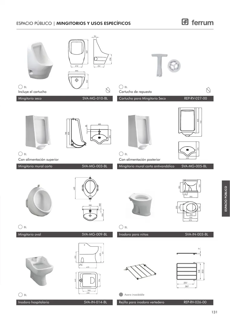 Catálogo general Ferrum 2025 · Sanitarios, bachas, vanitorys, bañeras, accesorios y tapas — página 131