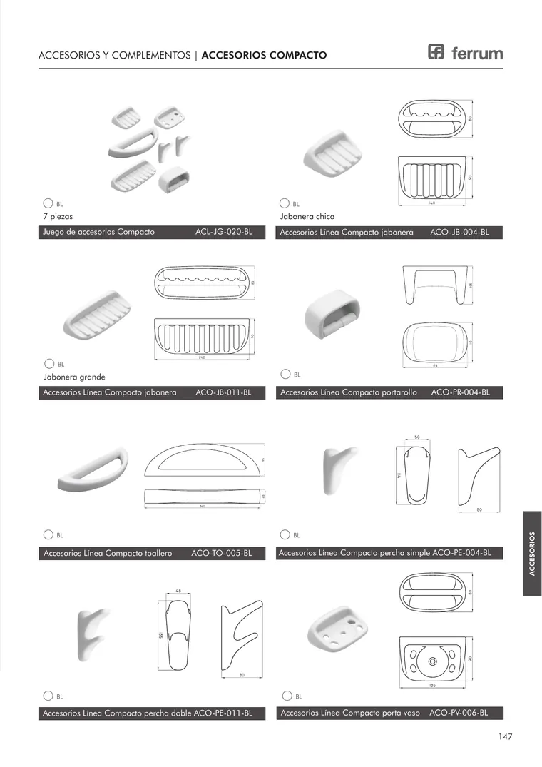 Catálogo general Ferrum 2025 · Sanitarios, bachas, vanitorys, bañeras, accesorios y tapas — página 147