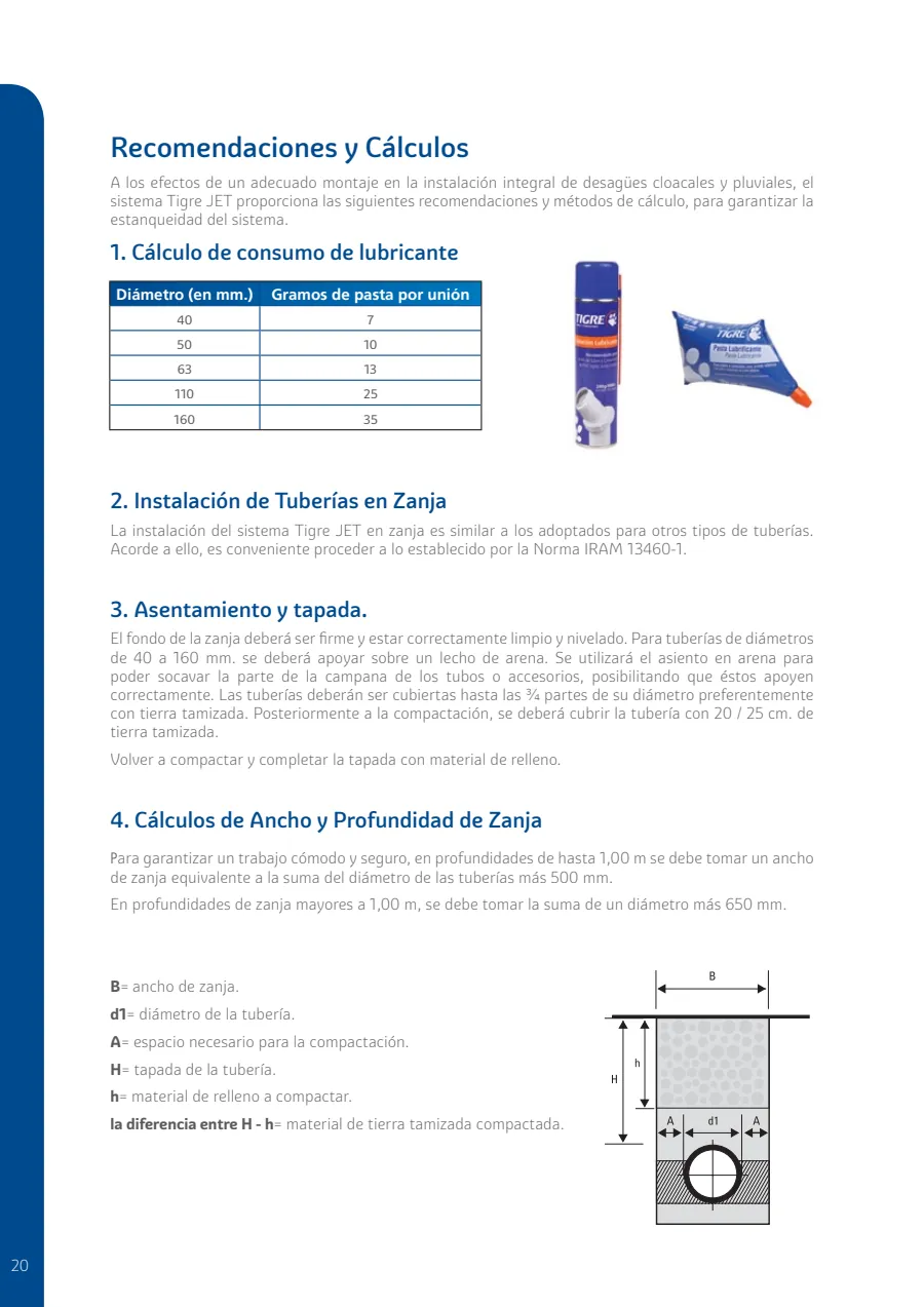 Catálogo técnico de junta elástica Tigre JET 2025 — página 20
