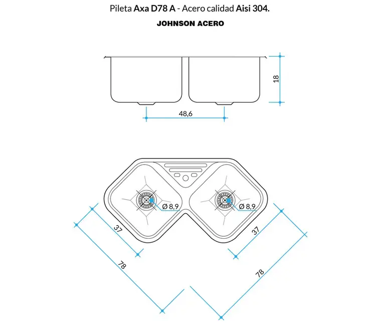 Plano técnico AXAD78A · Johnson Acero — página 1