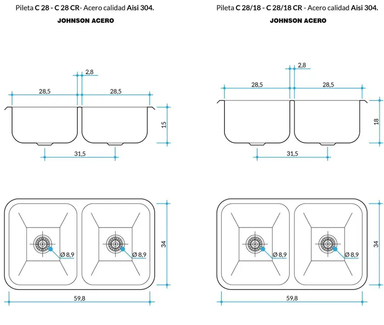 Plano técnico C 28 · Johnson Acero — página 1