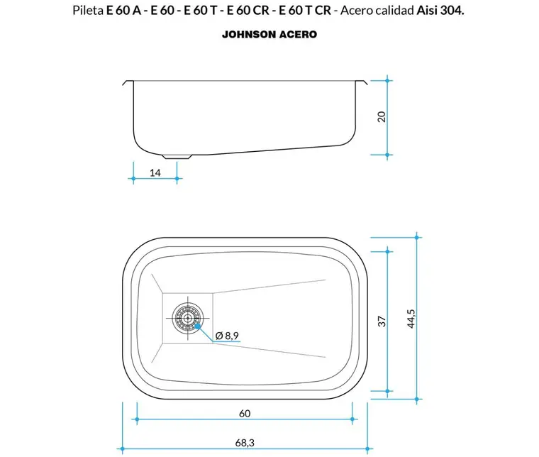 Plano técnico E 60 A · Johnson Acero — página 1