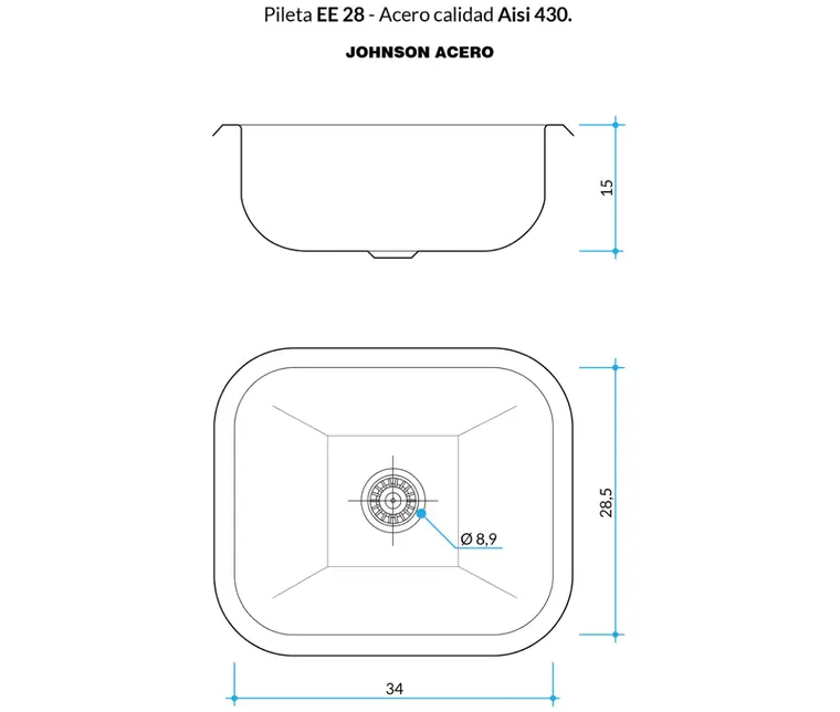 Plano técnico EE 28 · Johnson Acero — página 1