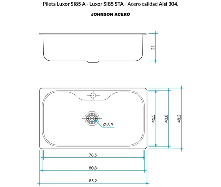 Plano técnico Luxor SI85 A · Johnson Acero — página 1