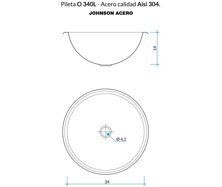 Plano técnico O 340L · Johnson Acero — página 1