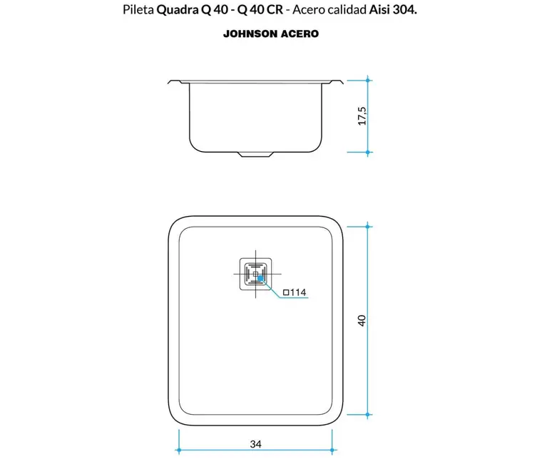 Plano técnico Q 40 · Johnson Acero — página 1