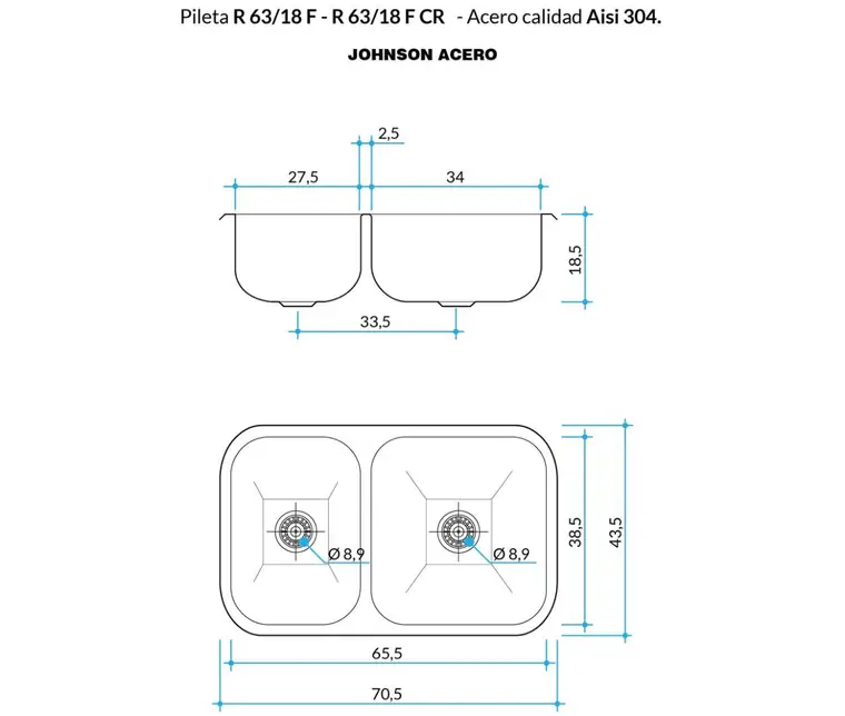 Plano técnico R 63 /18F · Johnson Acero — página 1