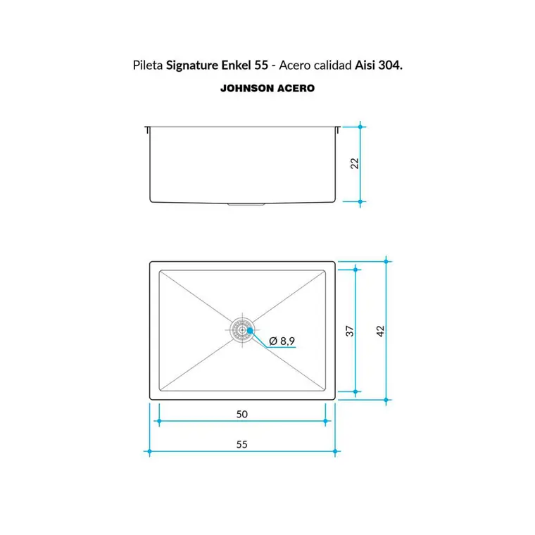 Plano técnico Signature Enkel SE 55 · Johnson Acero — página 1