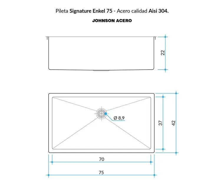Plano técnico Signature Enkel SE 75 · Johnson Acero — página 1