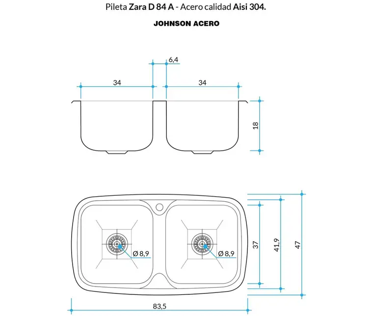 Plano técnico Zara D84 A · Johnson Acero — página 1