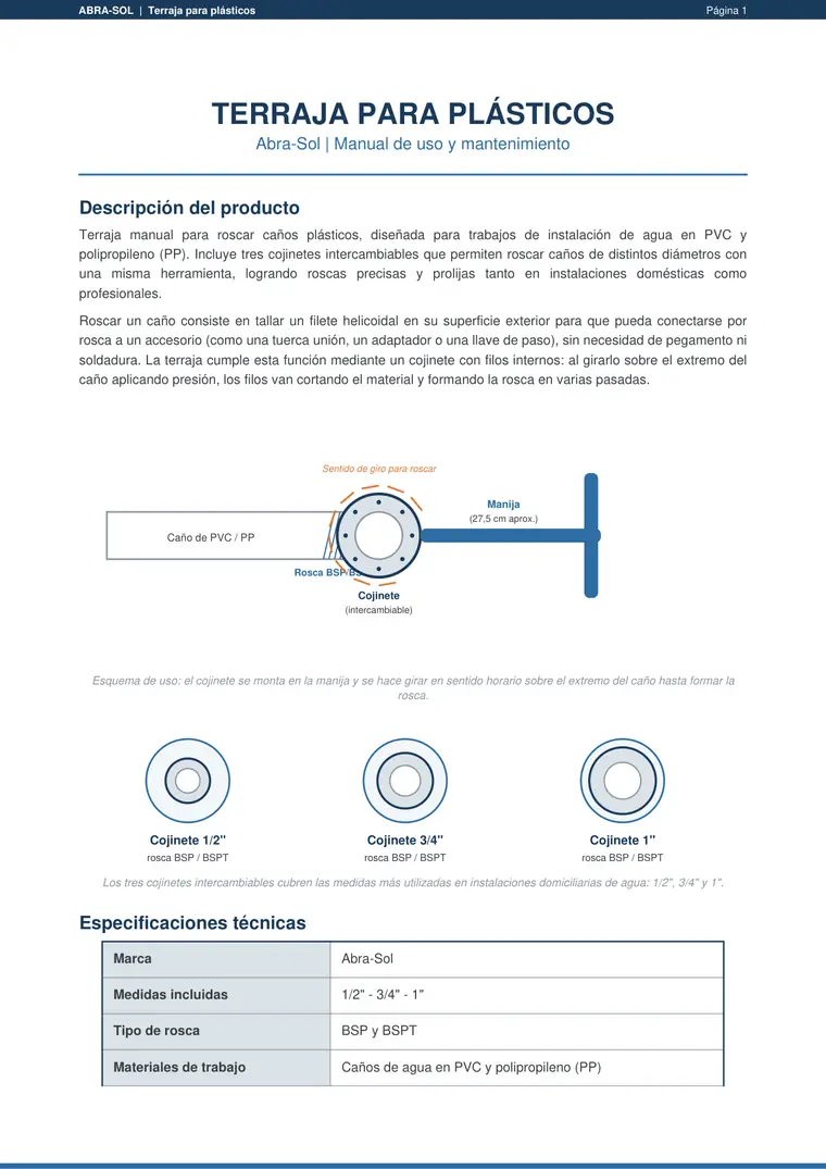 Manual de uso terraja · Abrasol — página 1