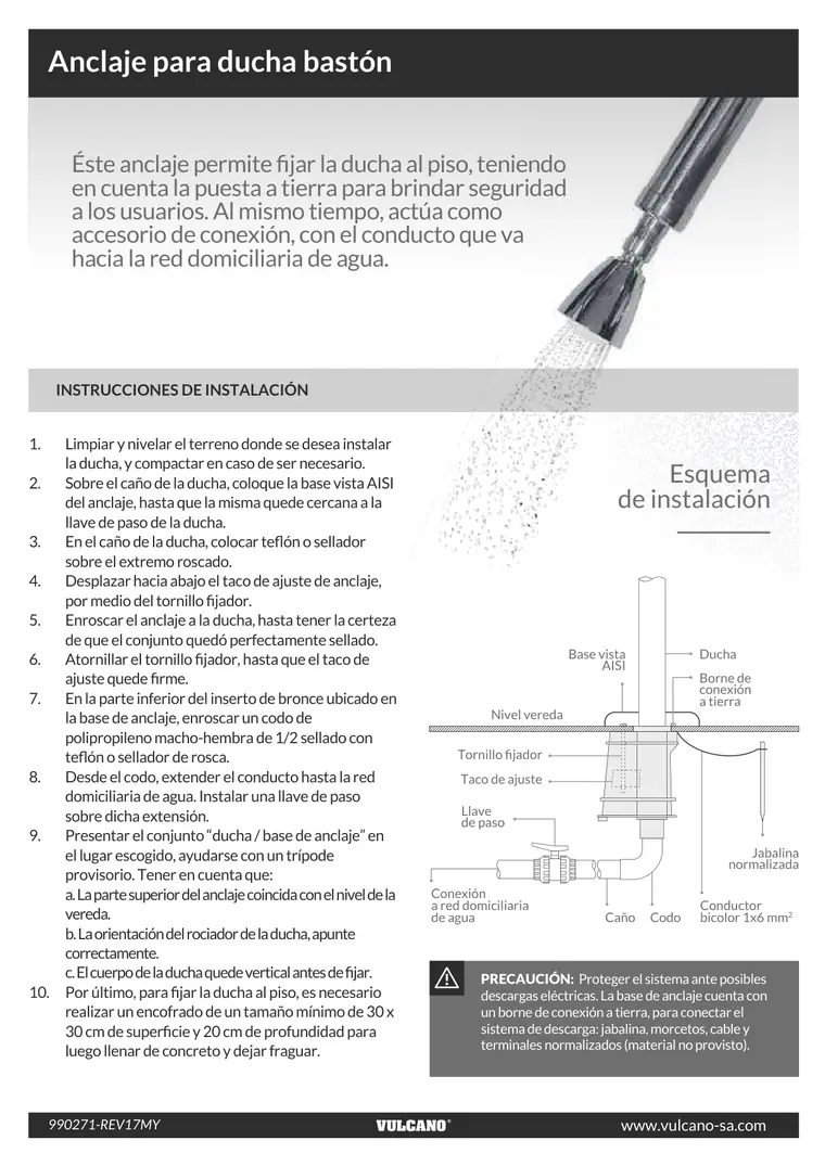 Manual de anclaje para ducha · Vulcano — página 2