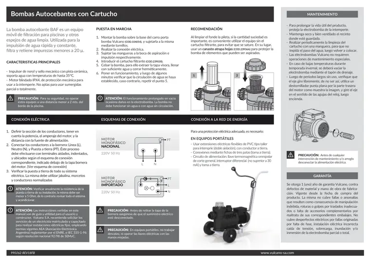 Manual de bomba autocebante BAF · Vulcano — página 2
