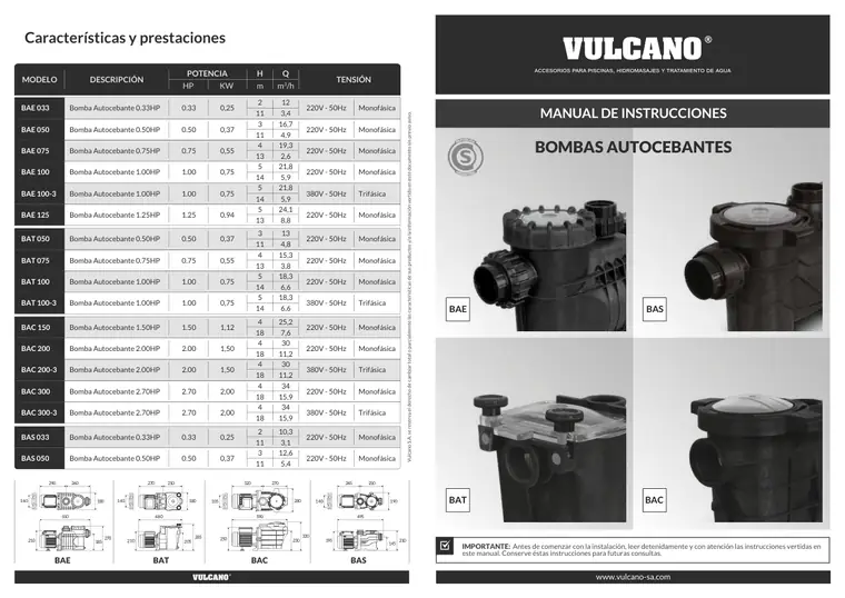 Manual de bombas autocebantes · Vulcano — página 1