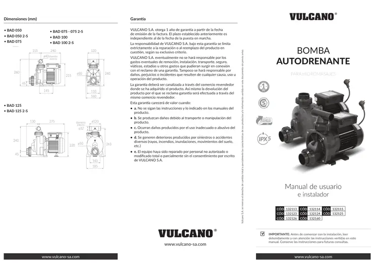 Manual de bombas autodrenantes · Vulcano — página 1