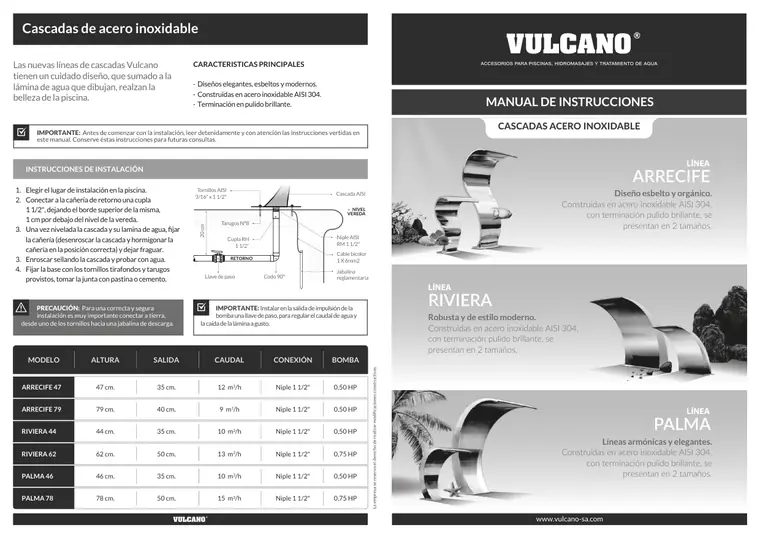 Manual de cascadas AISI · Vulcano — página 1
