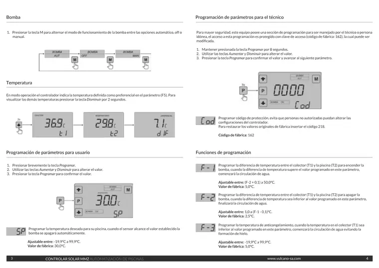 Manual de controlador colectores solares MMZ · Vulcano — página 3