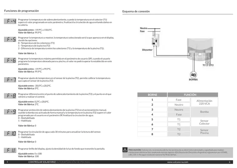 Manual de controlador colectores solares MMZ · Vulcano — página 4