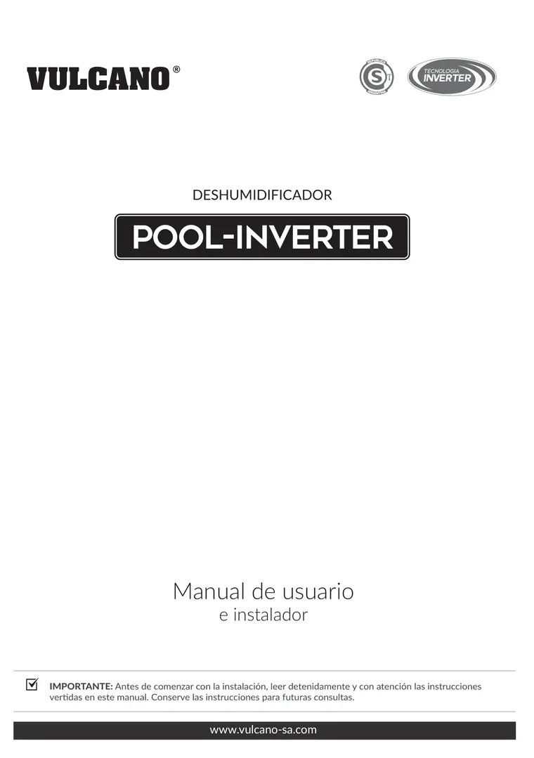 Manual de deshumidificador Pool Inverter · Vulcano — página 1