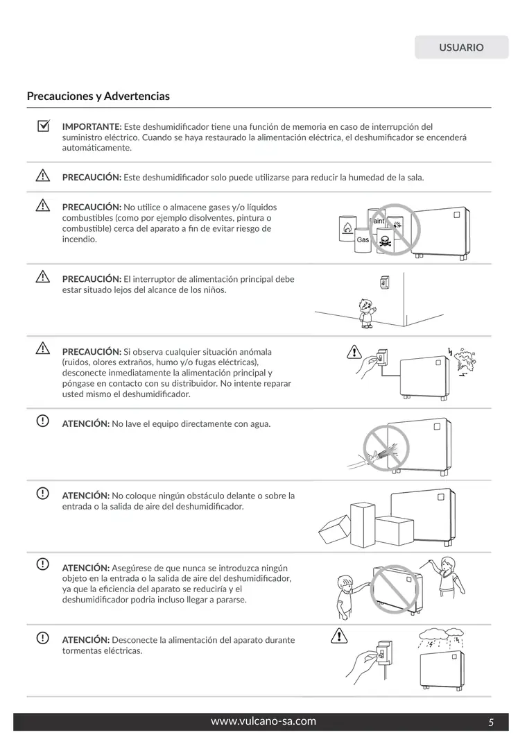 Manual de deshumidificador Pool Inverter · Vulcano — página 5