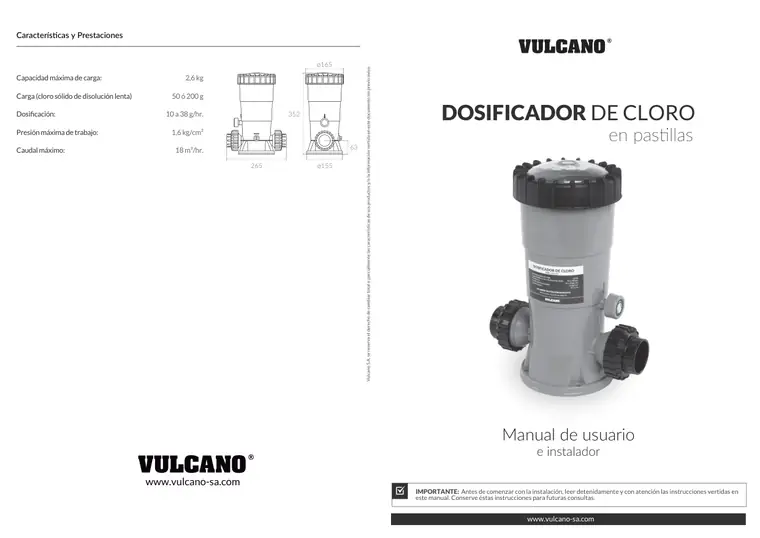 Manual de dosificador de cloro · Vulcano — página 1
