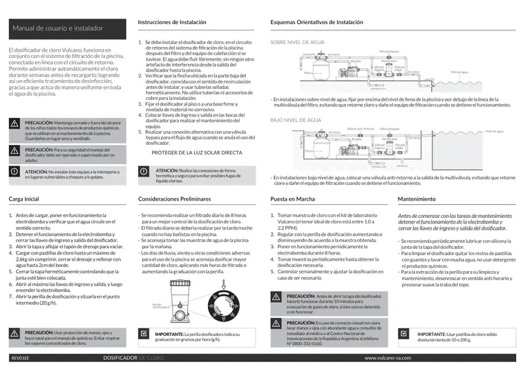 Manual de dosificador de cloro · Vulcano — página 2
