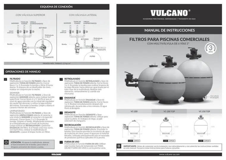 Manual de filtros comerciales · Vulcano — página 1