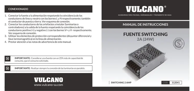 Manual de fuente switching 2S 24 W · Vulcano — página 1