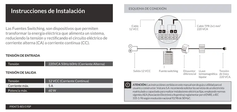 Manual de fuente switching 5 A 60 W · Vulcano — página 2