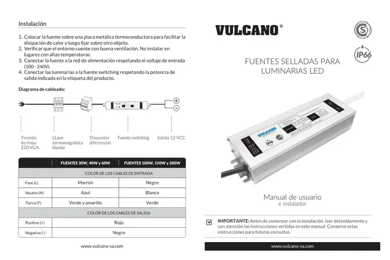 Manual de fuentes selladas · Vulcano — página 1