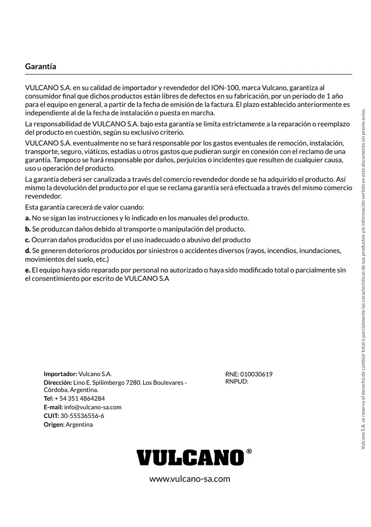 Manual de ionizador ION-100 · Vulcano — página 8