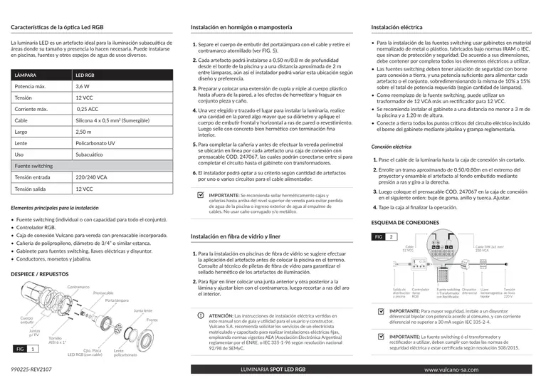 Manual de luminaria spot LED RGB · Vulcano — página 2
