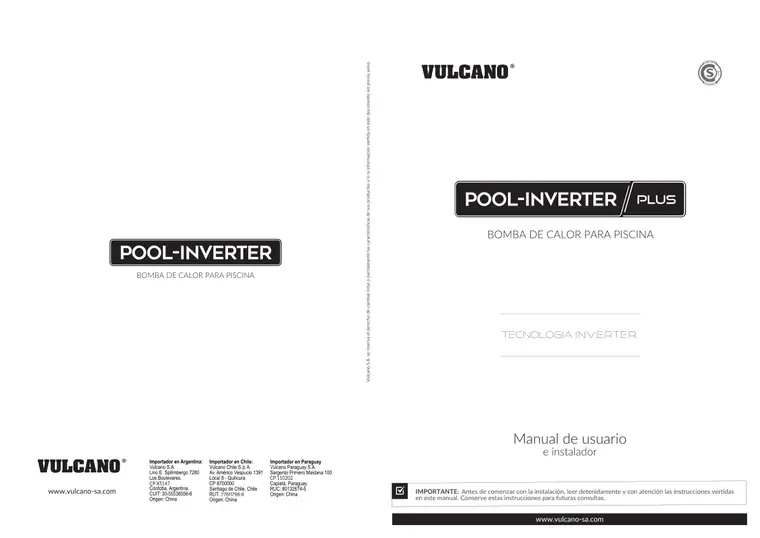 Manual de Pool Inverter Plus · Vulcano — página 1