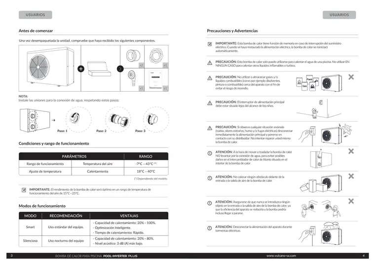 Manual de Pool Inverter Plus · Vulcano — página 3