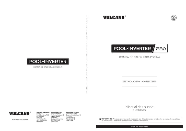 Manual de Pool Inverter Pro · Vulcano — página 1