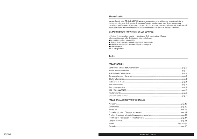 Manual de Pool Inverter Pro · Vulcano — página 2