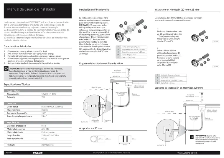 Manual de PowerLED blanco 9 W · Vulcano — página 2