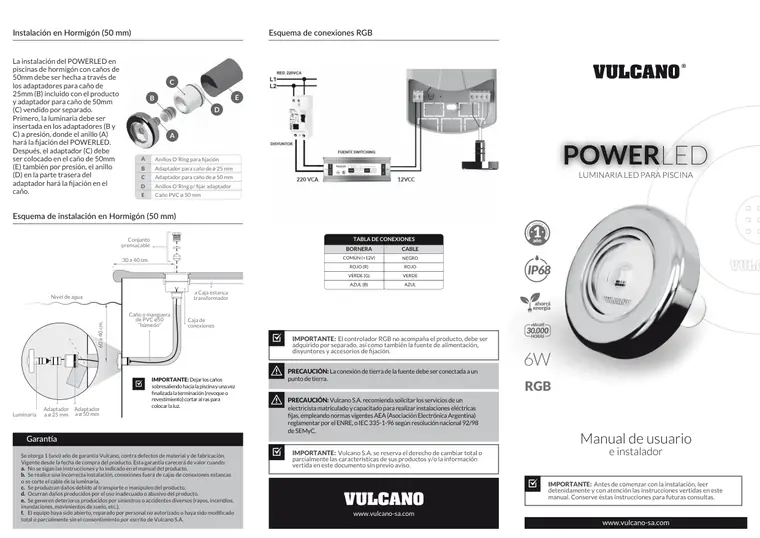 Manual de PowerLED RGB 6 W · Vulcano — página 1