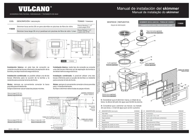 Manual de skimmer boca ancha · Vulcano — página 2